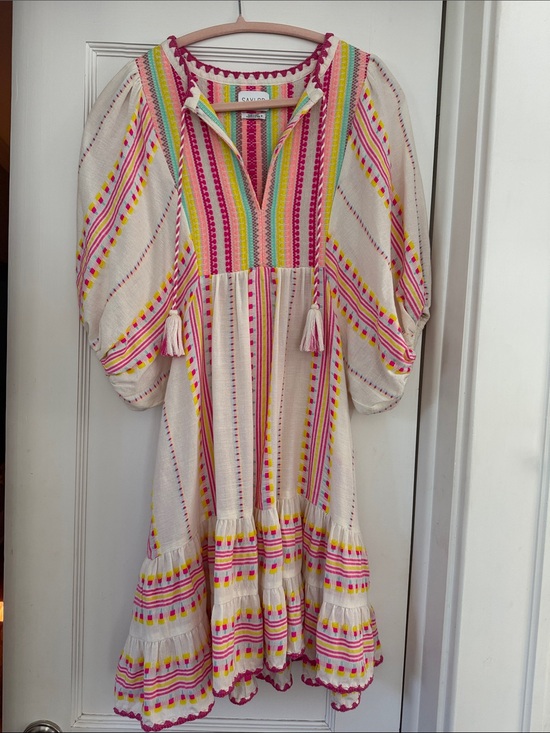 SAYLOR Dresses & Skirts - SAYLOR Cream Mini Dress with Pink, Yellow & Green Embroidery